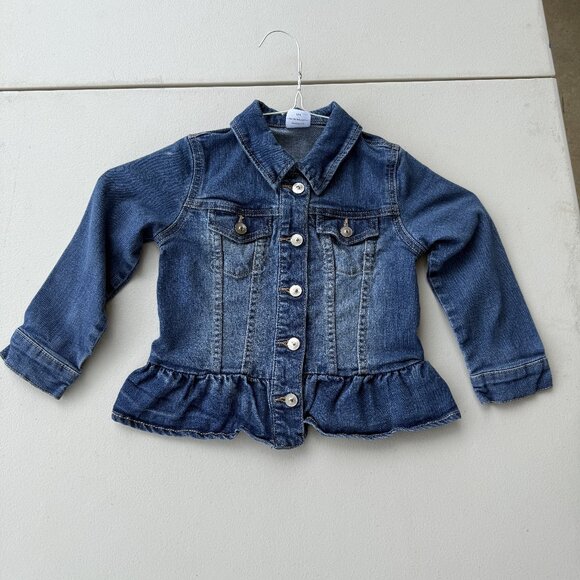 Girls' Peplum Denim Jacket – Disney's "Frozen" Embroidered (4T) - Picture 1 of 6